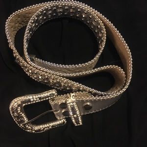Sliver rhinestone western belt